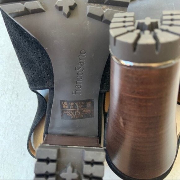 Franco Sarto Y2K Suede Slingback Heels Black Perforated Suede - Picture 7 of 8